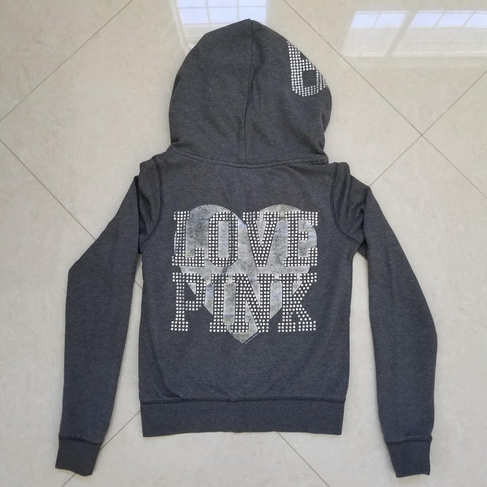 VS PINK Rhinestone Bling Embellished Grey Hoodie